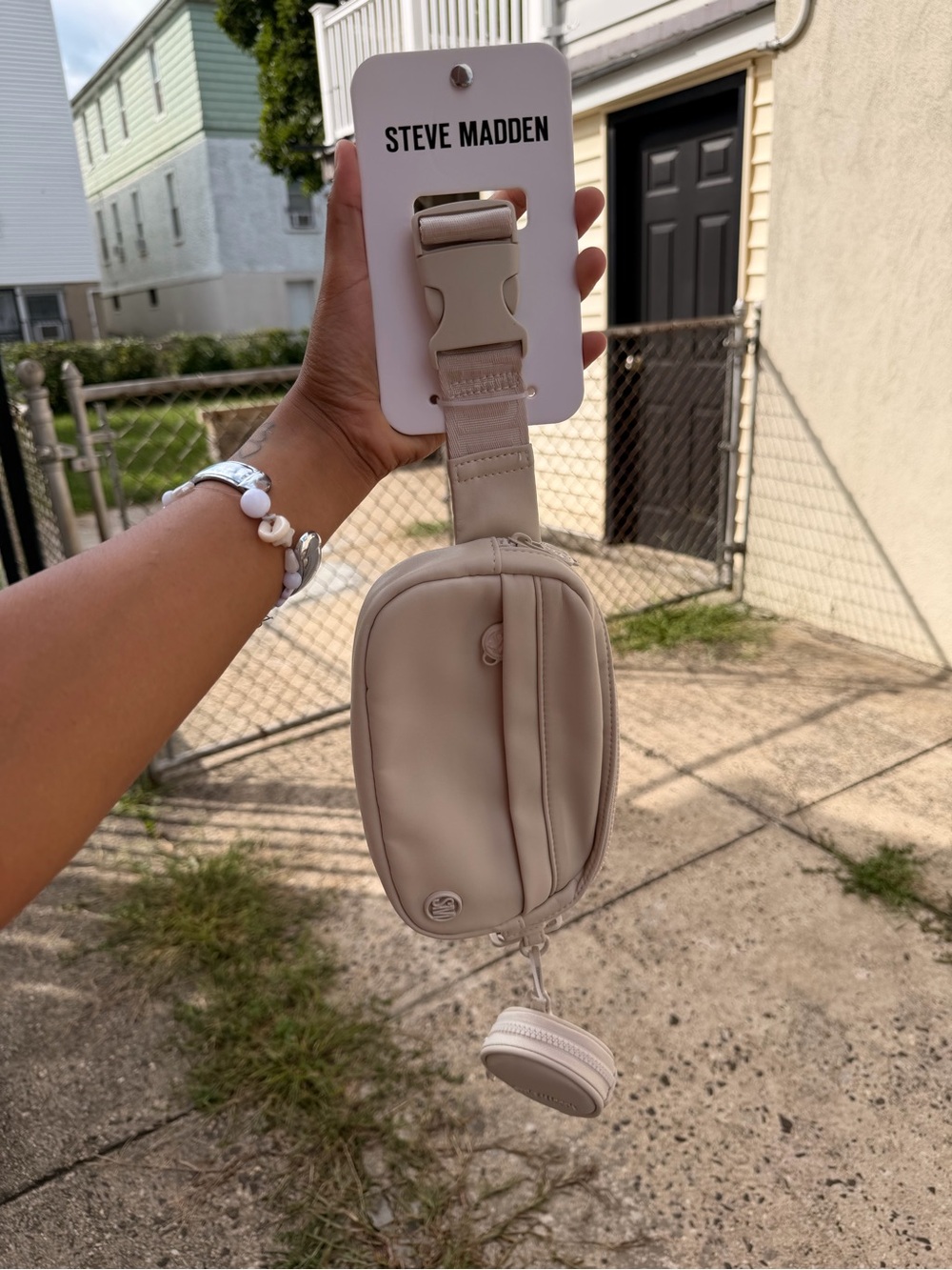 Steve Madden Neutral Beige Crossbody Belt Bag